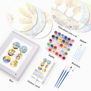 Set di 6 Tovagliette da Dipingere con i numeri (20cm diametro) -  Vita Costiera