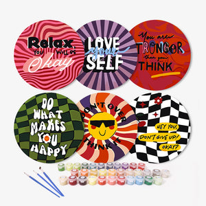 Set di 6 Tovagliette da Dipingere con i numeri (20cm diametro) - Frasi Motivazionali