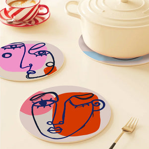Set di 6 Tovagliette da Dipingere con i numeri (20cm diametro) - Viso Astratto Moderno
