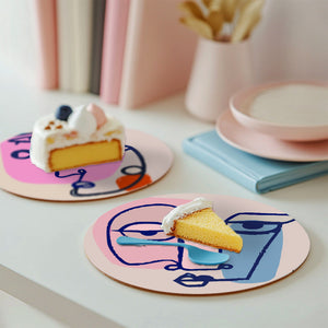 Set di 6 Tovagliette da Dipingere con i numeri (20cm diametro) - Viso Astratto Moderno