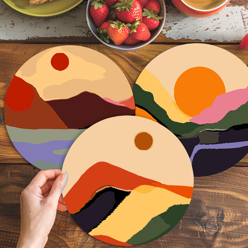 Dipingere con i numeri Set di Tovagliette 20 cm (6 pezzi) - Montagna Astratta Moderna