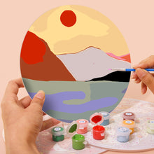 Carica l&#39;immagine nel visualizzatore di Gallery, Set di 6 Tovagliette da Dipingere con i numeri (20cm diametro) - Montagna Astratta Moderna