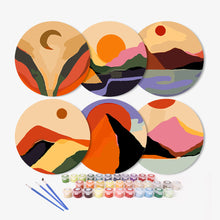 Carica l&#39;immagine nel visualizzatore di Gallery, Set di 6 Tovagliette da Dipingere con i numeri (20cm diametro) - Montagna Astratta Moderna