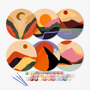 Set di 6 Tovagliette da Dipingere con i numeri (20cm diametro) - Montagna Astratta Moderna