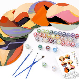 Set di 6 Tovagliette da Dipingere con i numeri (20cm diametro) - Montagna Astratta Moderna