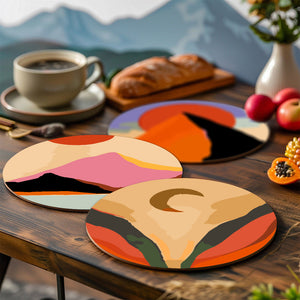 Set di 6 Tovagliette da Dipingere con i numeri (20cm diametro) - Montagna Astratta Moderna