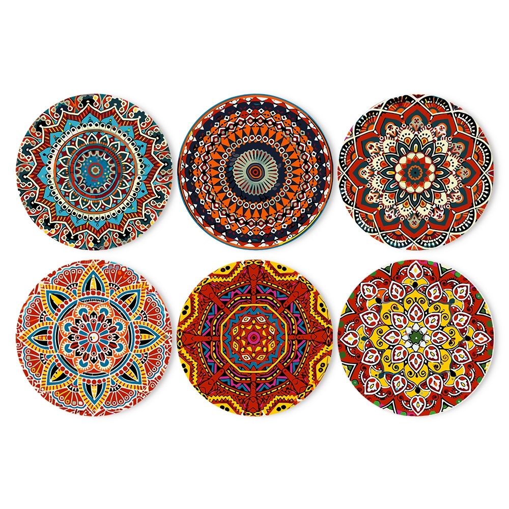 Dipingere con i numeri Set da Tavola 20 cm (6 pezzi) - Mandala Bohème Rotondo