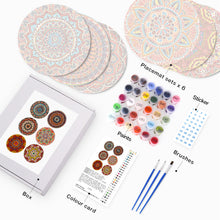Carica l&#39;immagine nel visualizzatore di Gallery, Set di 6 Tovagliette da Dipingere con i numeri (20cm diametro) -  Mandala Bohème Rotondo