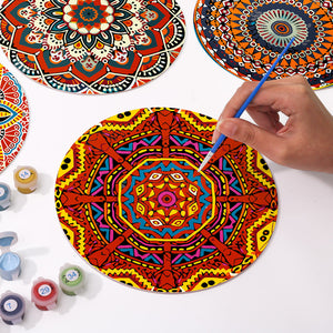 Set di 6 Tovagliette da Dipingere con i numeri (20cm diametro) -  Mandala Bohème Rotondo