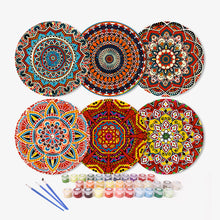Carica l&#39;immagine nel visualizzatore di Gallery, Set di 6 Tovagliette da Dipingere con i numeri (20cm diametro) -  Mandala Bohème Rotondo