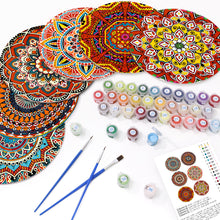 Carica l&#39;immagine nel visualizzatore di Gallery, Set di 6 Tovagliette da Dipingere con i numeri (20cm diametro) -  Mandala Bohème Rotondo