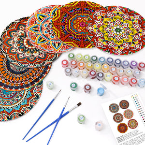 Set di 6 Tovagliette da Dipingere con i numeri (20cm diametro) -  Mandala Bohème Rotondo
