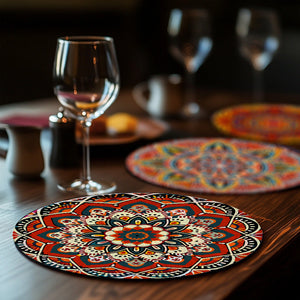 Set di 6 Tovagliette da Dipingere con i numeri (20cm diametro) -  Mandala Bohème Rotondo
