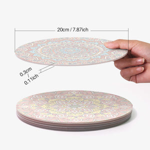 Set di 6 Tovagliette da Dipingere con i numeri (20cm diametro) -  Mandala Bohème Rotondo