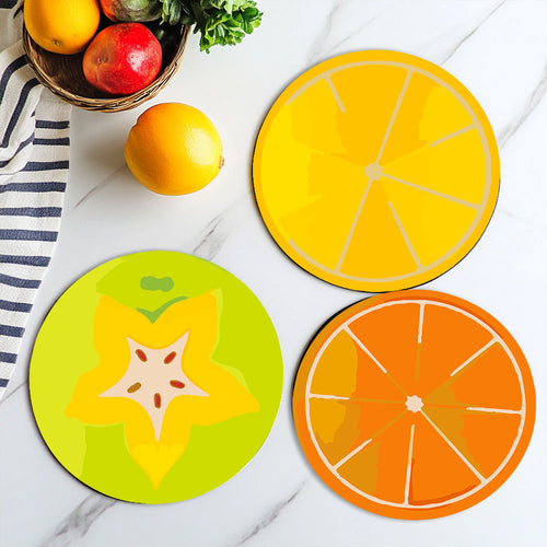 Dipingere con i numeri Set di Tovagliette 20 cm (6 pezzi) - Fette di Frutta Colorate