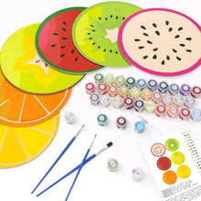 Carica l'immagine nel visualizzatore di Gallery, Set di 6 Tovagliette da Dipingere con i numeri (20cm diametro) - Fette di Frutta Colorate