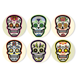 Set di 6 Tovagliette da Dipingere con i numeri (20cm diametro) - Teschio Colorato