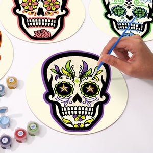 Set di 6 Tovagliette da Dipingere con i numeri (20cm diametro) - Teschio Colorato