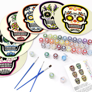 Set di 6 Tovagliette da Dipingere con i numeri (20cm diametro) - Teschio Colorato