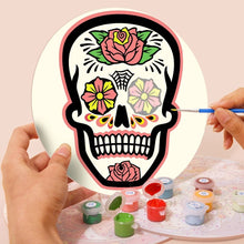 Carica l'immagine nel visualizzatore di Gallery, Set di 6 Tovagliette da Dipingere con i numeri (20cm diametro) - Teschio Colorato