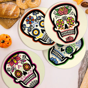 Set di 6 Tovagliette da Dipingere con i numeri (20cm diametro) - Teschio Colorato