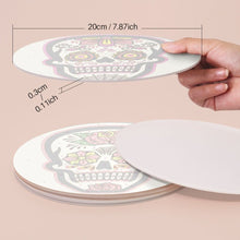 Carica l'immagine nel visualizzatore di Gallery, Set di 6 Tovagliette da Dipingere con i numeri (20cm diametro) - Teschio Colorato