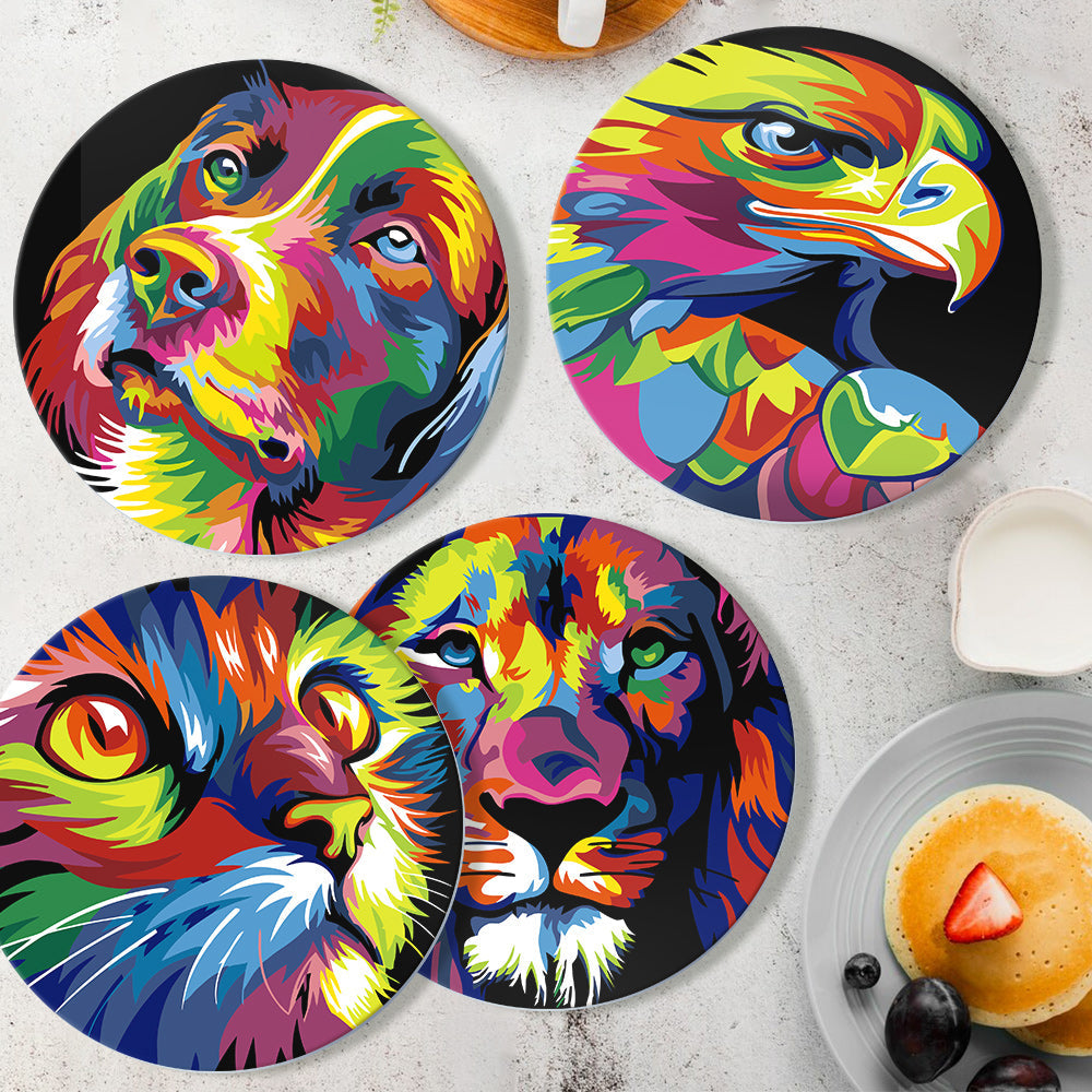 Set da Tavola Dipingere con i numeri 20 cm (6 pezzi) - Animal Pop Art