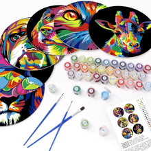 Carica l'immagine nel visualizzatore di Gallery, Set di 6 Tovagliette da Dipingere con i numeri (20cm diametro) - Animal Pop Art