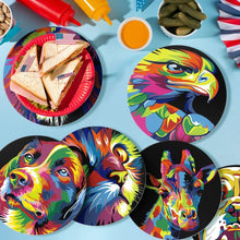Carica l'immagine nel visualizzatore di Gallery, Set di 6 Tovagliette da Dipingere con i numeri (20cm diametro) - Animal Pop Art