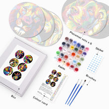Carica l&#39;immagine nel visualizzatore di Gallery, Set di 6 Tovagliette da Dipingere con i numeri (20cm diametro) - Animal Pop Art