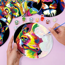 Carica l'immagine nel visualizzatore di Gallery, Set di 6 Tovagliette da Dipingere con i numeri (20cm diametro) - Animal Pop Art