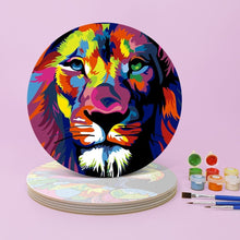 Carica l'immagine nel visualizzatore di Gallery, Set di 6 Tovagliette da Dipingere con i numeri (20cm diametro) - Animal Pop Art
