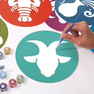 Set di 12 Tovagliette da Dipingere con i numeri (20cm diametro) - Serie Segni Zodiacali 1