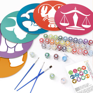 Set di 12 Tovagliette da Dipingere con i numeri (20cm diametro) - Serie Segni Zodiacali 1