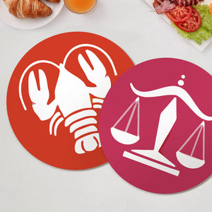 Set di 12 Tovagliette da Dipingere con i numeri (20cm diametro) - Serie Segni Zodiacali 1