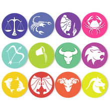 Carica l&#39;immagine nel visualizzatore di Gallery, Set di 12 Tovagliette da Dipingere con i numeri (20cm diametro) - Serie Segni Zodiacali 2
