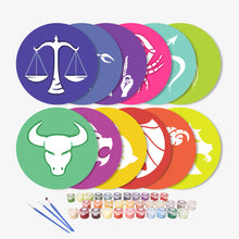 Carica l&#39;immagine nel visualizzatore di Gallery, Set di 12 Tovagliette da Dipingere con i numeri (20cm diametro) - Serie Segni Zodiacali 2