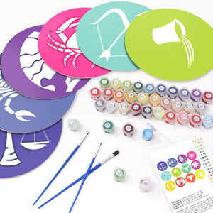 Set di 12 Tovagliette da Dipingere con i numeri (20cm diametro) - Serie Segni Zodiacali 2