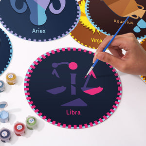 Set di 12 Tovagliette da Dipingere con i numeri (20cm diametro) - Serie Segni Zodiacali 3