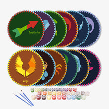Carica l&#39;immagine nel visualizzatore di Gallery, Set di 12 Tovagliette da Dipingere con i numeri (20cm diametro) - Serie Segni Zodiacali 3