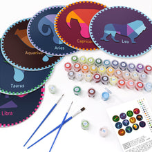 Carica l&#39;immagine nel visualizzatore di Gallery, Set di 12 Tovagliette da Dipingere con i numeri (20cm diametro) - Serie Segni Zodiacali 3