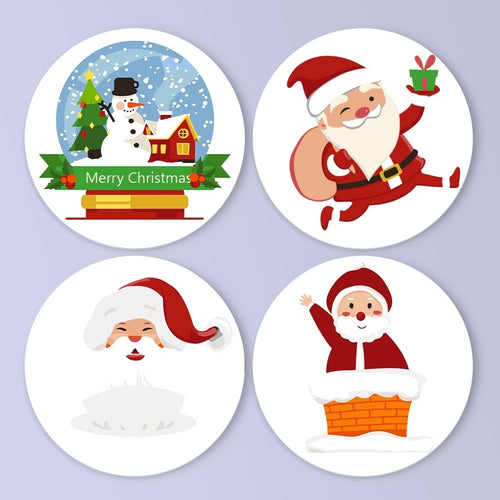 Set di 4 Tovagliette da Dipingere con i numeri (20cm diametro) - Babbo Natale e Sorrisi Innevati Figured'Art