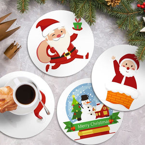 Set di 4 Tovagliette da Dipingere con i numeri (20cm diametro) - Babbo Natale e Sorrisi Innevati