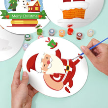 Carica l&#39;immagine nel visualizzatore di Gallery, Set di 4 Tovagliette da Dipingere con i numeri (20cm diametro) - Babbo Natale e Sorrisi Innevati