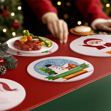 Carica l&#39;immagine nel visualizzatore di Gallery, Set di 4 Tovagliette da Dipingere con i numeri (20cm diametro) - Babbo Natale e Sorrisi Innevati