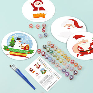 Set di 4 Tovagliette da Dipingere con i numeri (20cm diametro) - Babbo Natale e Sorrisi Innevati