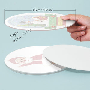 Set di 4 Tovagliette da Dipingere con i numeri (20cm diametro) - Babbo Natale e Sorrisi Innevati