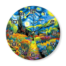 Carica l&#39;immagine nel visualizzatore di Gallery, Orologio da Dipingere con i Numeri - Notte Stellata e Girasoli