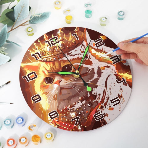Orologio da Dipingere con i Numeri - Gatto Reale Figured'Art