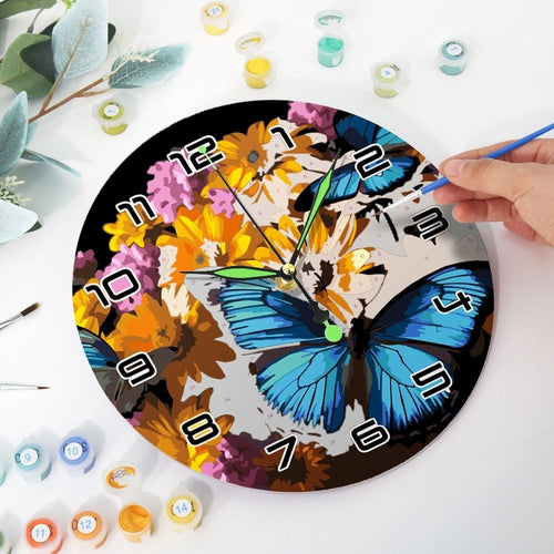 Orologio da Dipingere con i Numeri - Farfalle e Fiori Figured'Art